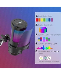 ZealSound Usb Microphone for iPhone,Noise Cancellation Gaming mic with Touch Mute,Gain,Monitoring,Usb Mic Boom Arm for Streaming,Podcast,Twitch