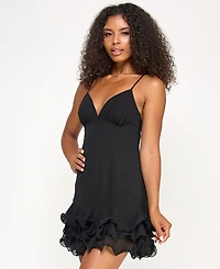 City Studios Juniors' Plunge-Neck Chiffon Fit & Flare Dress