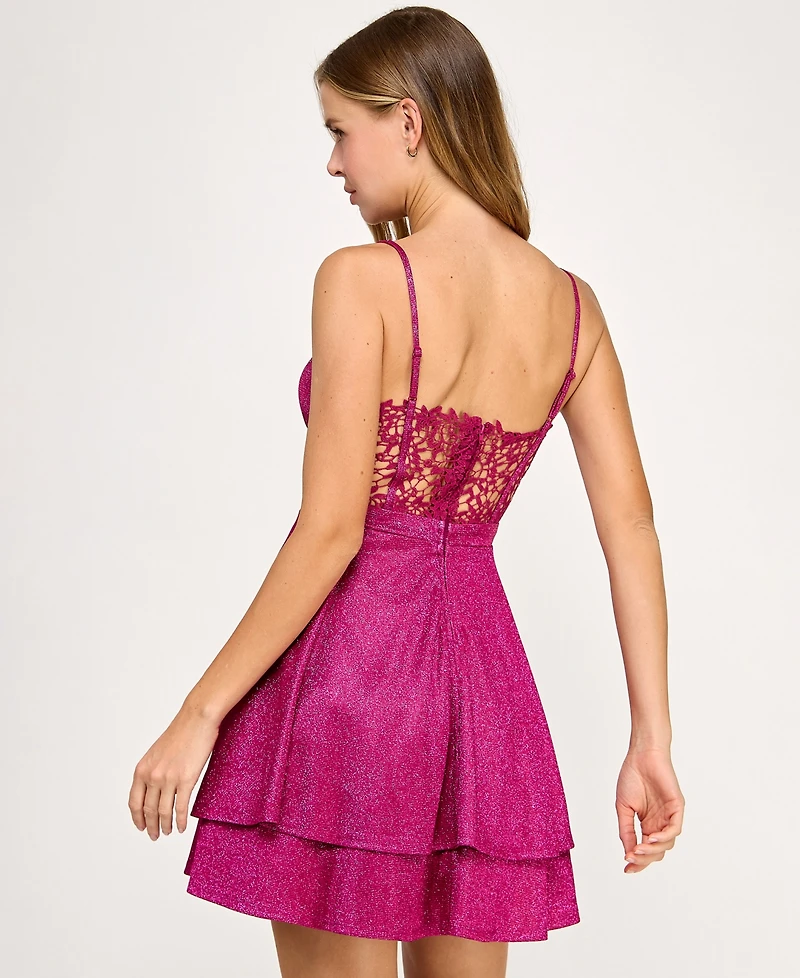 City Studios Juniors' Straight-Neck Sleeveless Fit & Flare Dress