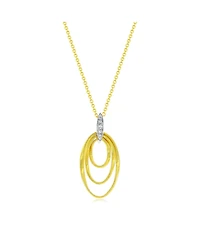 Suzy Levian Golden Helix Sterling Silver & Cubic Zirconia Coil Triple Open Oval Pendant Necklace