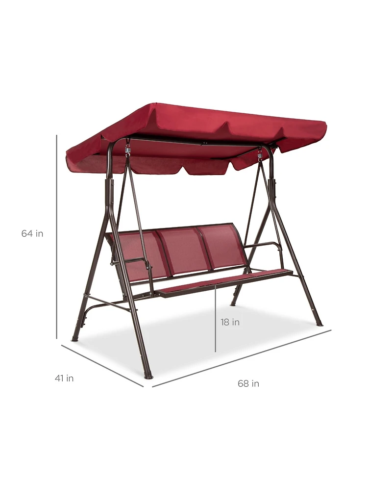 Best Choice Products 2-Seater Outdoor Adjustable Canopy Swing Glider Patio Bench w/ Textilene, Steel Frame