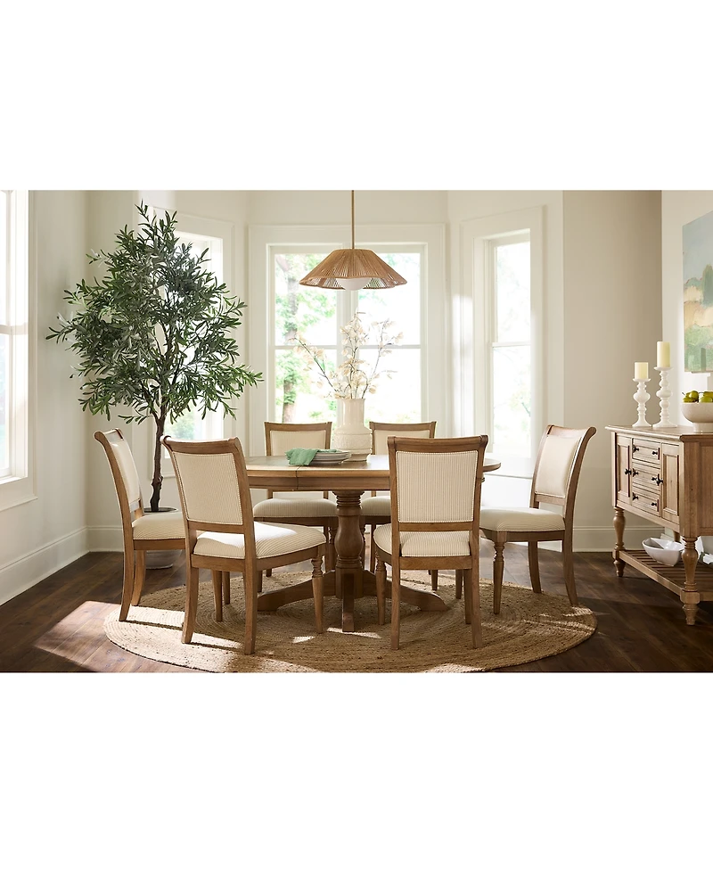 Willowmere 7-Pc. Dining Set (Round Table & 6 Upholstered Chairs) Created for Macy's.