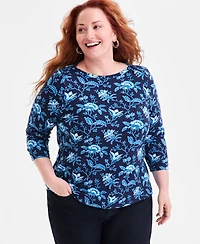 Style & Co Plus Cotton Boat-Neck Top, Macy's Exclusive