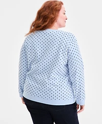 Style & Co Plus Fleece Crewneck Long-Sleeve Top
