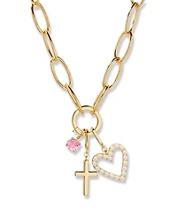 brook & york Gold Plated Cami Birthstone Cross Charm Chain Necklace