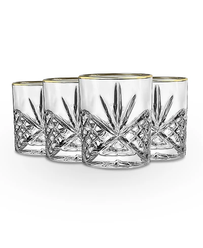 Godinger Dublin Platinum Double Old Fashioned Glasses, Set of 4