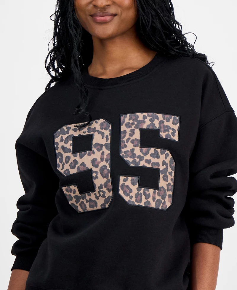 Madden Girl Juniors' Patch Crewneck Long-Sleeve Sweatshirt