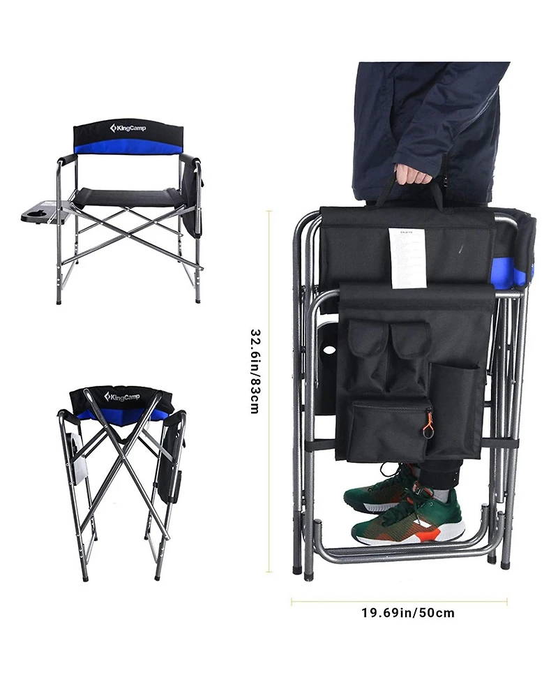 KingCamp Compact Camping Folding Chair with Side Table and Storage Pocket