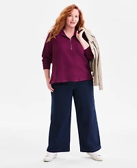 Style & Co Plus Waffle-Knit Half-Zip Top, Macy's Exclusive