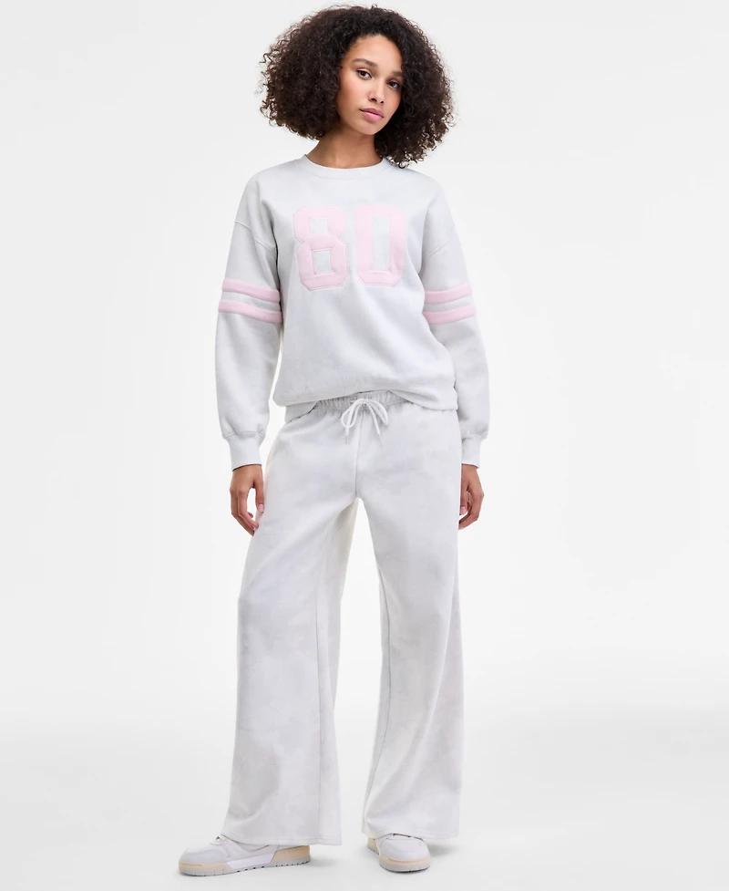 Madden Girl Juniors' 80'S Patch Camo Crewneck Sweatshirt