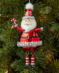 Holiday Lane Heritage Glass Santa with Candy Cane Ornament, Macy's Exclusive
