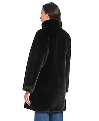Jones New York Petite Faux-Fur Stand-Collar Coat