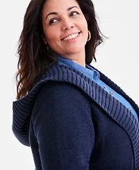 Style & Co Plus Hooded Open-Front Cardigan Sweater