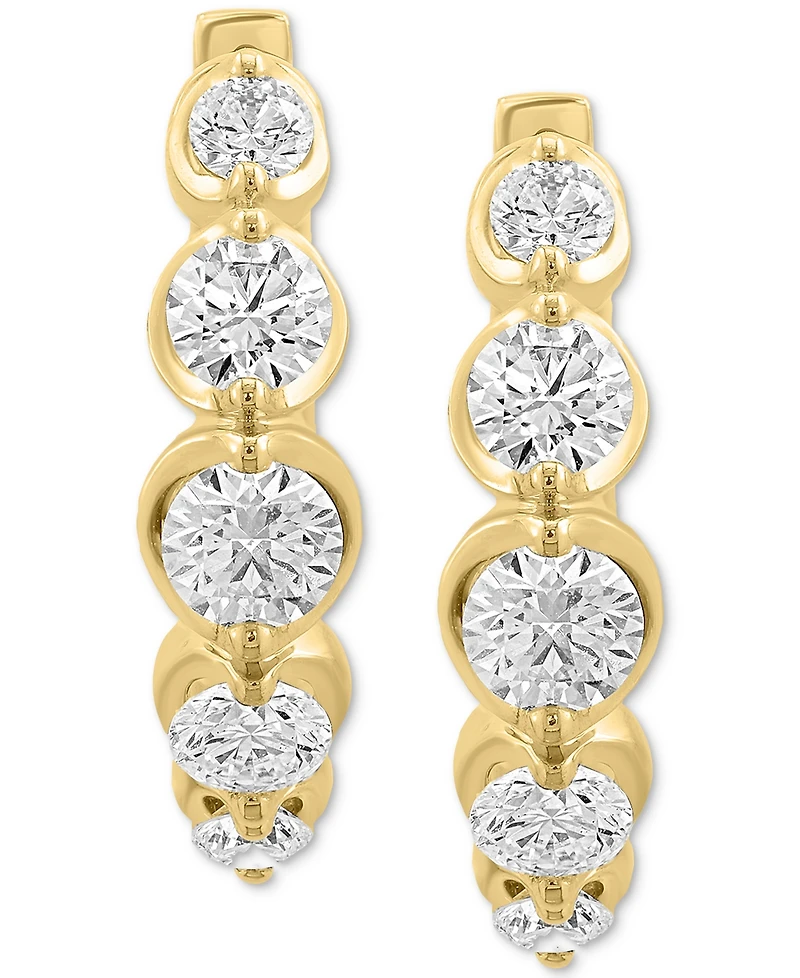 Effy Lab Grown Diamond Small Hoop Earrings (1-5/8 ct. t.w.) in 14k Yellow Gold, 0.79"