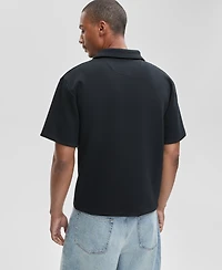 Mode of One Men's Relaxed-Fit Heathered Quarter-Zip Scuba Polo Shirt