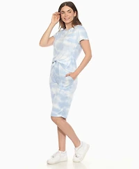 White Mark Women's Short Sleeve and Capri Lounge Set