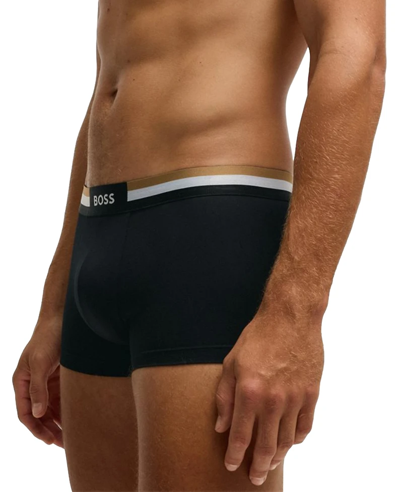 Boss by Hugo Men's Motion 3-Pk. Stripe Logo Waistband Trunks