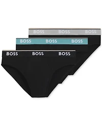 Boss by Hugo Men's Power 3-Pk. Tipped Logo Waistband Briefs
