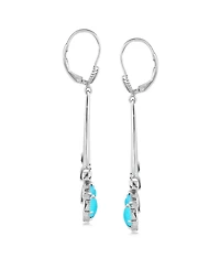 American West Jewelry Sterling Silver Sleeping Beauty Turquoise Open Pear Gemstone Lever Back Earrings