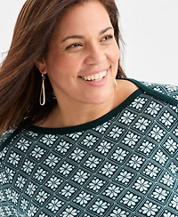 Style & Co Plus Printed Knit 3/4-Sleeve Top