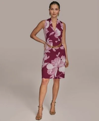 Donna Karan New York Womens Jersey Printed Chain Belt Sheath Dress 0p 16