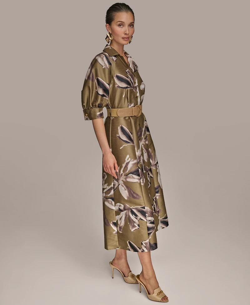 Donna Karan New York Women's Floral-Print A-Line Shirtdress
