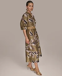 Donna Karan New York Women's Floral-Print A-Line Shirtdress