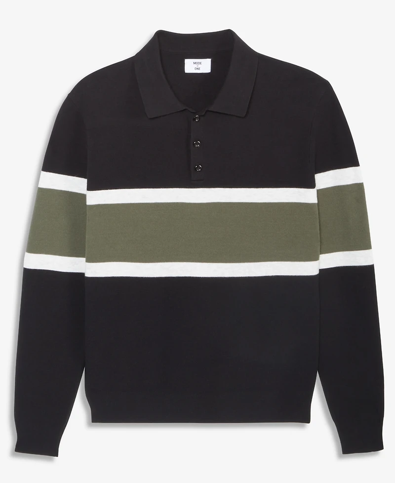 Mode of One Men's Varsity-Stripe Polo Sweater, Macy's Exclusive