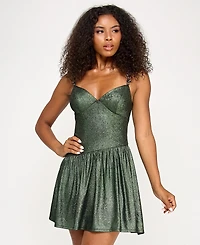 Seni & Cade Juniors' Rhinestone-Strap Fit Flare Dress