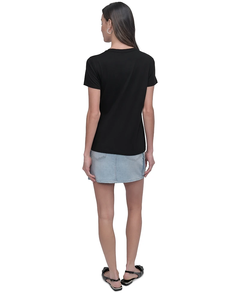 Dkny Jeans Women's New York Rhinestone Logo T-Shirt