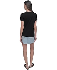 Dkny Jeans Women's New York Rhinestone Logo T-Shirt