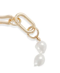 Bcbg Gold-Tone Link and Pearl Bracelet