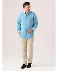 Koy Clothing Men's Linen Grandfather Collar Shirt