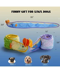Nocciola Blue Ribbon Eel Snuffle Dog Toy,Christmas gift,No Stuffing Squeaky Long Snake,Crinkle/Snuffle/Tug Toy for All Breeds
