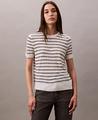 Calvin Klein Women's Short-Sleeve Striped Sweater