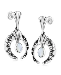 American West Jewelry Sterling Silver Mother of Pearl Fritz Casuse Oval Gemstone Naja Earrings