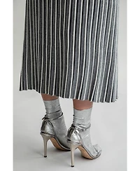Sskein Women's Adeline Stripe Pleated Knit A Line Skirt