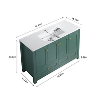 Casainc 48" Vanity Set With Ceramic Sink, 4 Soft-Close Doors & 2 Drawers, Spacious Bath Storage