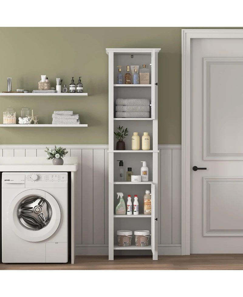 Casainc Bathroom Floor Storage Cabinet with 2 Doors, Multi-Shelf Wooden Cabinet for Living Room & Bathroom