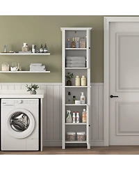 Casainc Bathroom Floor Storage Cabinet with 2 Doors, Multi-Shelf Wooden Cabinet for Living Room & Bathroom