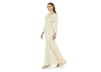 Amri Women's Off-The-Shoulder Floral Embellished Flary Gown