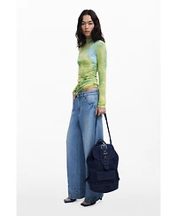Desigual Women's Medium convertible denim bucket backpack