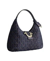 True Religion Quilted Horseshoe Large Denim Hobo