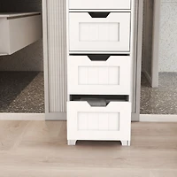 Casainc White Freestanding Storage Cabinet with 4 Drawers, Ideal for Bathroom, Kitchen & Living Room Organization