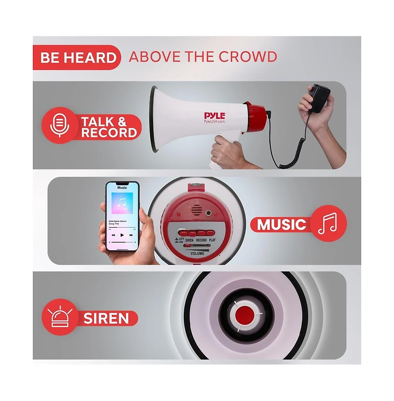 Pyle PMP48IR Portable Megaphone with Built-in Rechargeable Battery