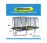 Plexalife 9' X 15' Gymnastics Style, Rectangular Trampoline Set with Premium Top-Ring Enclosure System