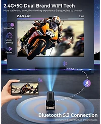 Clokowe Mini Projector, 4K 1080P Support projector with wifi and bluetooth, Android Tv Os 8000 plus Apps for Phone Stick Laptop Hdmi