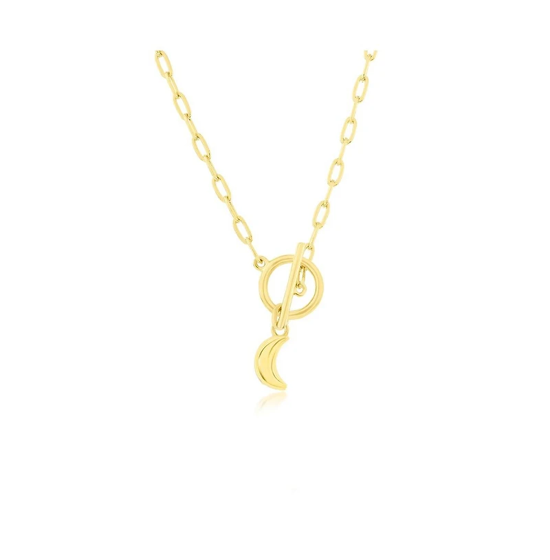Simona Sterling Silver Crescent Moon Charm Paperclip Toggle Necklace