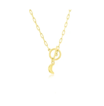 Simona Sterling Silver Crescent Moon Charm Paperclip Toggle Necklace