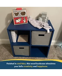 Kings Brand Furniture George 4-Cube Children's Bookcase, Kids Toy Storage Shelf Organizer for Playroom, Bedroom, Nursery School